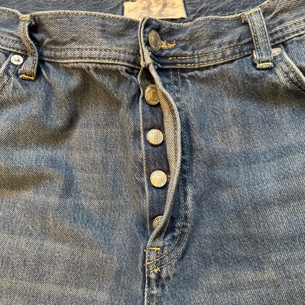 Free People Maggie Ripped Ankle Straight Leg Jeans In Sequoia Blue, Sz 32 - Picture 14 of 16